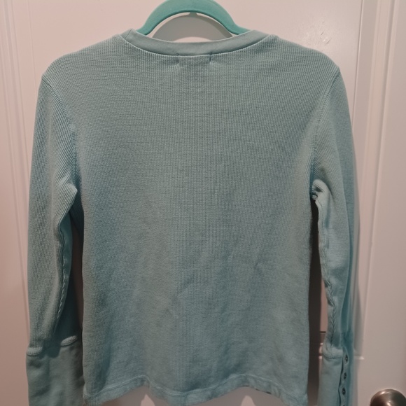 LIKE NEW SUNDANCE PM DUST AQUA COTTON THERMAL CREW NECK TOP! - Picture 3 of 4